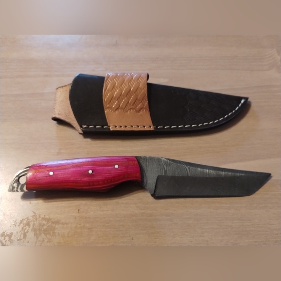 New Men's Damascus Steel Blade Hunting Knife With Sheath - Picture 1 of 7